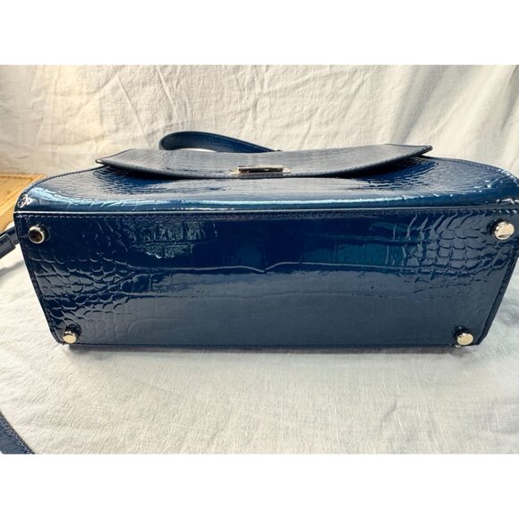 Kate Spade Knightsbridge Doris Blue Leather Croc Embossed Satchel Purse Handbag - Picture 5 of 11